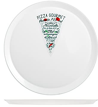 Home 844744 Ronda Lot de 6 Assiettes à Pizza en Verre Opale, 33,5 cm