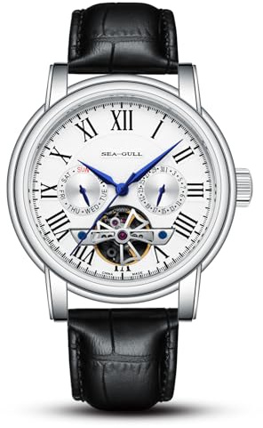 SEA-GULL Men's Watch Hollow Automatic Mechanical Watch Calendar Potential Multifunction Flywheel Business Watches, Seagull D819.624