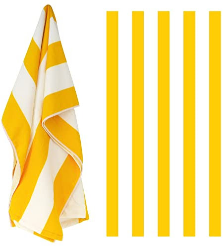 GEEZY Microfibre Beach Towel, Orange Striped - Quick Drying, Lightweight, Sand-Free, Large & Durable, Summer Design - Beach Essentials for Travel, Holiday, Swimming, Sauna, Adults & Kids, 70x140cm