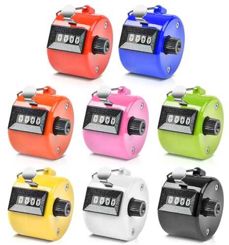 Handräknare räknare, 8 stycken mekaniska handmätare, klicker-counter, 4-siffrig räknare, färgad handräknare Counter, klicker stegräknare för personräknare stickning människor skola träning
