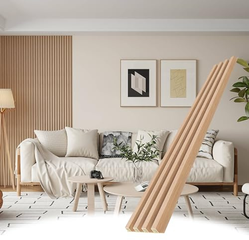 WPC Wood Slat Wall Panels, 8 Pack 95” x 6” Accent Slat Wood Slats for Wall and Ceilings, Acoustic Panels for Interior Wall Modern Décor, Oak