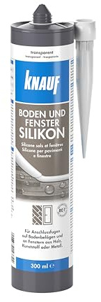 Knauf Boden & Fenster Silikon – neutralvernetzendes Spezial-Silicon, ideal auch für Versiegelungen im Glas- und Fenster-Bau, 300-ml, Transparent
