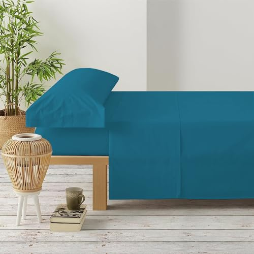 GREATOYAR Juego de Sábanas, Set de Sabanas con 4 Piezas, 1 Sábana Bajera, 1 Sábana Encimera y 2 Fundas de Almohadas Larga, 4 Piezas, 100% Poliéster, para Cama 180x190cm, Cama 180x200cm, Azul Oscuro