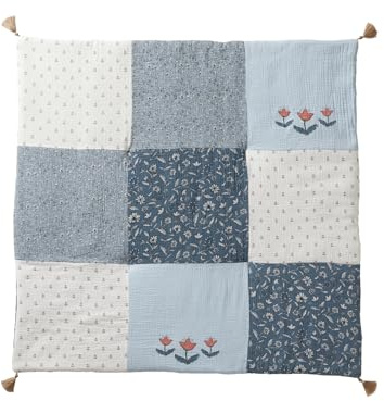 VERTBAUDET Tapis de Sol/Fond de Parc Patchwork India Bleu imprimé 75X100
