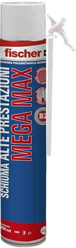 Fischer PU MEGA MAX 750 Schiuma Poliuretanica Manuale ad Alte Prestazioni, Reticola Anche in Profondità