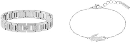 Lacoste Bracelet à Maillons pour Homme Collection METROPOLE Embelli avec motif petit piqué - 2040117 & Bracelet en Chaîne pour Femme Collection CROCODILE - 2040046