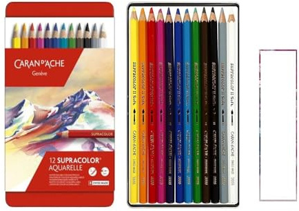 CARAN D ACHE Supracolor 12 akvarellpennor och 1 kort