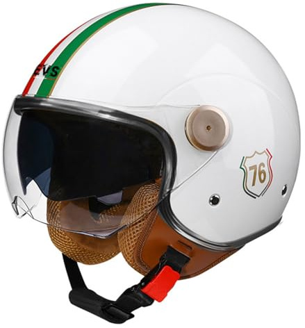 Casco de Cara Abierta Medio Casco de Moto Casco de Moto Jet 3/4 con Visera Retro Estilo Vintage Vespa Jet Casco para Hombres Mujeres Adultos Moto Casco de Choque Aprobado Dot/ECE Q,XL=61-62CM