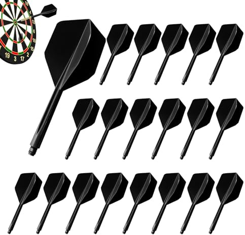 20 stycken dartpilar med skaft, pilflights med skaft, flights dart, dartskaft, plastdarttillbehör, dartpilar med 2BA-gänga, piltillbehör, fasta flygningar dartskaft, svart
