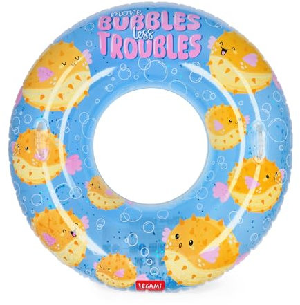 Legami - Ciambella Gonfiabile per Piscina, Maxi Ciambellone per Ragazzi e Adulti, Accessorio Mare Spiaggia, Sostiene Fino a 80 Kg, a Forma di Salvagente, Diametro 102 cm, Pufferfish