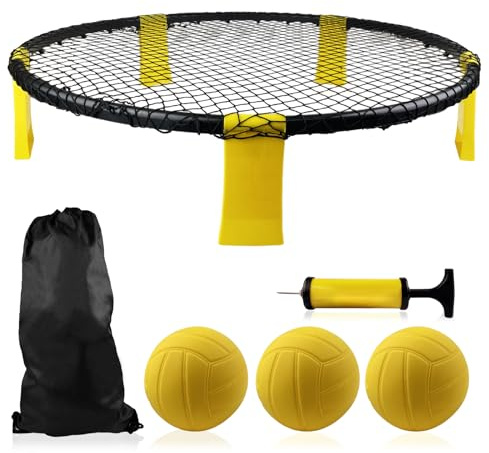 TERRARIDE Set da Roundnet, Set di Pallone con Rete, 3 Palline, Pompa e Borsa e Libro delle Regole, per Trasporto, Giochi da Spiaggia, Parco, Giardino, Feste Estive, per Bambina, Bambino