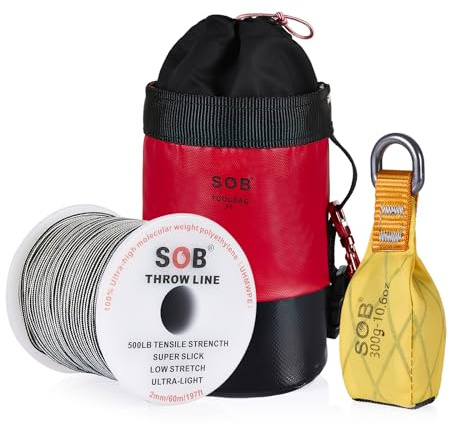 SOB Sacco da Lancio con Corda da Lancio, Sacco da Lancio + Corda da Lancio da 60 m per Arrampicata sugli Alberi, Lavoro sugli Alberi (Giallo, 300G)