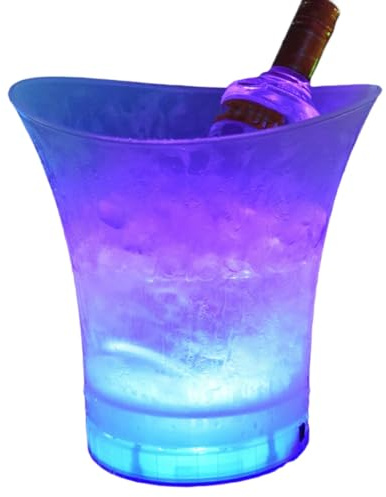 Hipzeepo Secchiello per Champagne, Luce LED, Secchiello per Ghiaccio Illuminato, Secchiello per Ghiaccio A LED In Plastica Impermeabile per Bar, Birra, Cassa per Champagne Blu