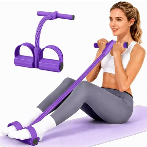 ZenithBurst Magtränare 6 rör – multifunktionellt träningsband med handtag, pedalmotståndsband för sit-ups, yoga, pilates, helkroppsträning och hemmagym