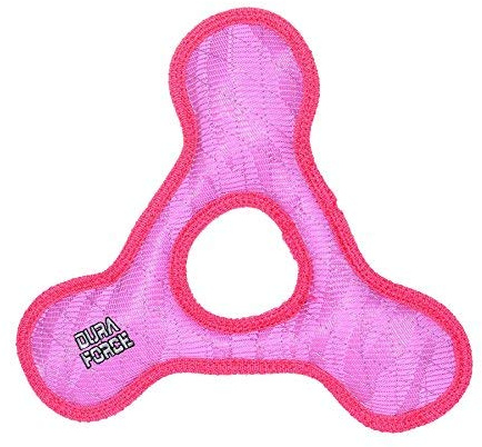 DURA FORCE - Durable Woven Fiber Dog Toy - Multiple Layers. Made Durable, Strong & Tough. Interactive Play (Tug, Toss & Fetch). Machine Washable & Floats (Triangle Ring Pink, Large)