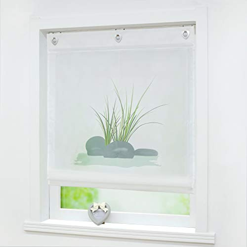 Joyswahl Tenda a pacchetto Michelle in voile, con ganci e occhielli, Poliestere, bianco-verde, BxH 100x140cm