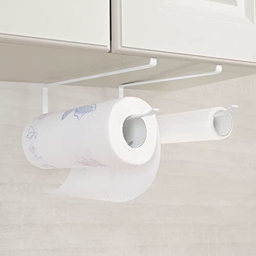 DAOUZL Papierrollenhalter Küche Ohne Bohren, 2 Stück Rollenhalter Küche Ohne Bohren, Küchenrollenhalter Schrank, Papier Handtuch Rollenhalter Servietten Spender Schrank für Küche Badezimmer(Weiß)