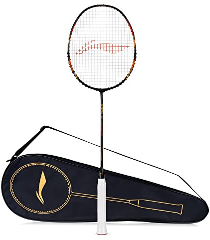 Li-Ning G-Force X5 Carbon Fibre Badminton Racket with Free Full Cover(82 Grams, 28 Lbs) (Black Orange)