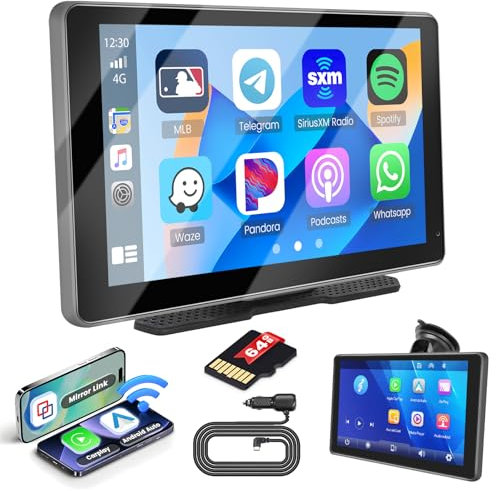 Hikity Wireless CarPlay Android Auto Radio con Vivavoce Bluetooth Stereo Radio 7 Pollici Touchscreen con Mirror Link AUX 64G TF