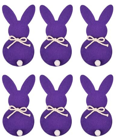 Mllepjdh Bella valigetta portaposate con motivo coniglietto, 6 pezzi, riutilizzabile, Pasqua, perfetta per casa, ristorante, accessori da collezione pasquale