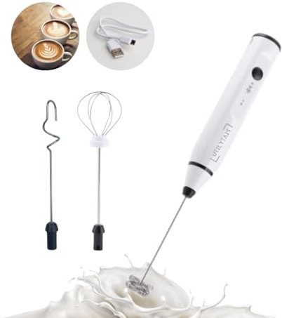 UTILYTAIS Espumador de Leche USB - Batidor de leche electrico, Regulable en 3 velocidades, contiene 3 Batidores de Acero Inoxidable para Café, Matcha, colacao, batidos o huevos