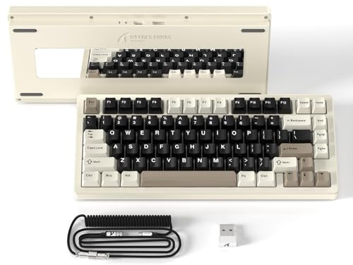 ATTACK SHARK X75 VIA QMK Mit Vollaluminium Kabellose Mechanische Gaming-Tastatur, BT/2.4GHz/USB-C Kabel, Hot-Swap Vorgeölte Lineare Schalter RGB, 75% QWERTY-Layout Mit Fünfschichtiger Polsterung -Weiß