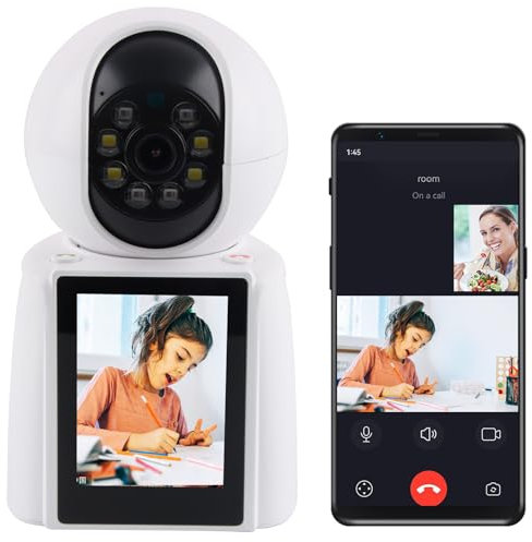 Hillylolly Caméra de Surveillance Intérieure, Caméra pour Chien Vidéo Bidirectionnelle, 1080P Caméra Indoor Suivi Automatique, Caméra D'intérieur Connectée avec écran de 2,4 Pouces (Svelte)
