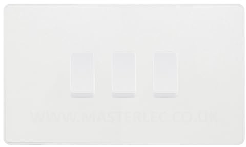 BG Evolve Pearlescent White 3 Gang Triple Light Switch Double Format
