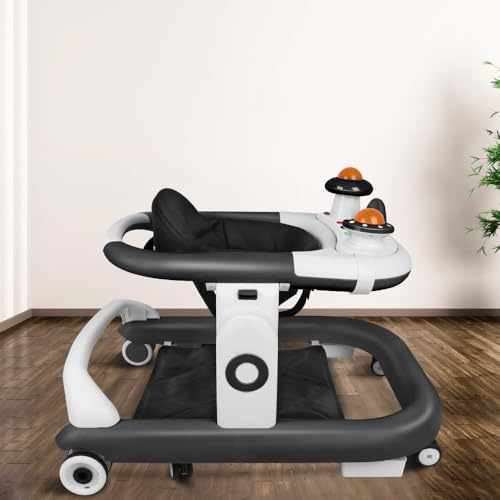 Lauflernhilfe für Babys, 5-in-1, klappbarer Lauflernwagen für Babys, 5 Höheneinstellungen, Aktivitätszentrum für Kinder mit stummen Rädern, kippsicher – 70 x 56 x 42 cm, Schwarz