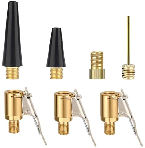 Multifunktionellt ventil-adapterset, luftchuck, mässing, däck, ventil, luftpump, klämma, fransk ventiladapter, 8 mm, bilventil spakkontakt, ventiladapter cykel för däck, cyklar, bollar, 7 stycken