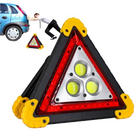 Señal De Seguridad LED Triangular: Triángulos De Carretera Plegables, Luces De Alta Visibilidad De Carga Rápida Para Vehículos | Reflectores De Seguridad Para Averías Del Coche, Versátiles Y Portátile