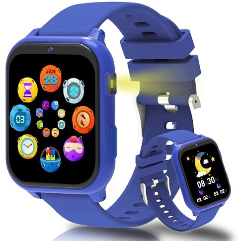 pmstuy Smartwatch Bambini, Orologio Smartwatch Bambini con Monitor del Sonno, Contapassi, 1,83 HD,18 Giochi, Allarme, Nessun telefono/app, Impermeabile IP68, Torcia, Regali per ragazze e ragazzi