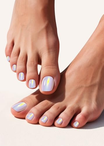 Punta Unghie Gel Adesive UV, Aurora 32 PCS Piede Smalto Adesivo per unghie, Strisce di Smalto Gel per Unghie