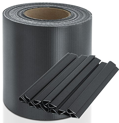 Sichtschutzstreifen PVC | Sichtschutzfolie Gartenzaun oder Balkon | inkl. 20 Befestigungsclips | für Einzel- und Doppelstabmatten geeignet | 19 cm x 35 m | einfarbig oder mit Motiv| Anthrazit