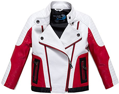 BUDERMMY Boys Leather Motorcycle Pilot Jackets Toddler Coats White Size 10