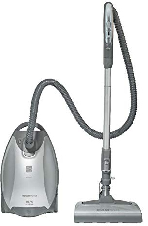 Kenmore Elite 21814 Pet Friendly CrossOver Lightweight Bagged HEPA Canister Vacuum with Pet PowerMate, Extended Telescoping Wand, Retractable Cord, 2 Floor Nozzles, and 4 Cleaning Tools-Silver/Gray