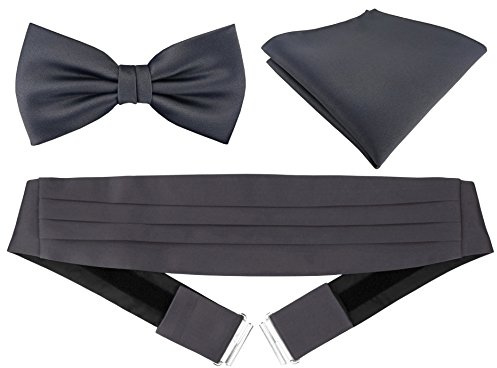 TigerTie kummerbund införingsduk satin fluga i enfärgat uni – skärpa bindel