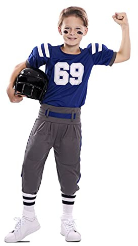 EUROCARNAVALES Déguisement joueur de football américain bleu enfant - Bleu - 7 à 9 ans (122-138 cm)