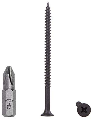 Lot de 400 vis en acier carbone phosphate noir 4,2 x 70 mm pour cloison sèche, tête bombée, filetage fin, fixations de cloison sèche (400, 4,2 x 70 mm)