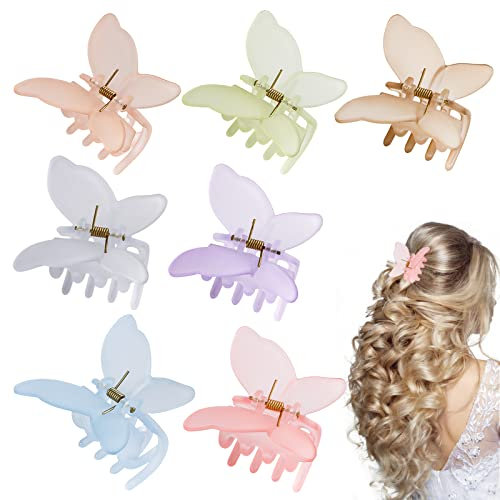 7 Stück Schmetterling Haarspange, Klein Haarklammer 5.5cm Hair Jaw Clips Haarstyling-Zubehör, Dekorativer Haarschmuck für Geburtstagsfeiern und Hochzeiten für Frauen, Mädchen 7 Farben