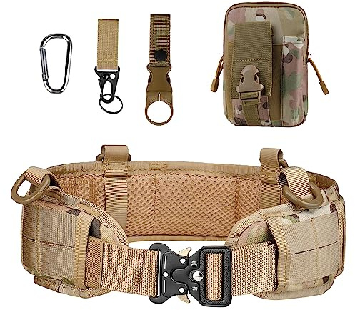 Rainbow_Road Ceinture tactique pour homme Ceinture militaire Ceinture ajustable en nylon avec boucle en métal et pochette tactique en molle pour homme et femme Sports de plein air Camping Chasse (CP)