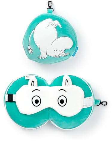 Relaxeazzz Moomin Plush Travel Pillow & Eye Mask - Sleep Eye Mask Masks - Kids Travel Accessories for Sleeping Airplane - Flight Plane Neck Pillow Pillows