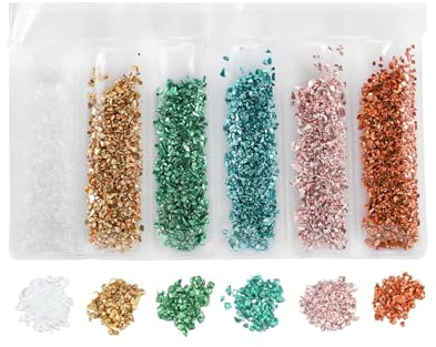 Alnicov 12 Colores Irregulares de Cristal metálico Chips de Vidrio Roto espolvoreadores de Copos Gruesos Lentejuelas para Bricolaje florero Relleno Resina epoxi Molde joyería decoración - Mixcolors
