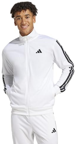 adidas Men's 3-Stripes Tricot Regular Sportswear Track Top, White, Medium
