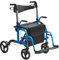 VEVOR 2-in-1 Rollator und Transportstuhl für Senioren zusammenklappbare Rollator-Rollstuhl-Kombination und Fußstützen leichter Aluminium-Rollator mit verstellbarem Griff All-Terrain-Räder 136 kg Blau