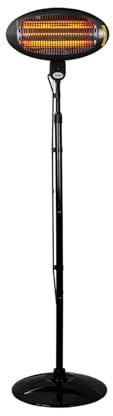 Avilia Riscaldatore Elettrico da Interno ed Esterno Ignis - Stufa da Patio, 3 Impostazioni di Calore, sta Inclinabile a 45°, fino a 2000W, 50x50x200cm, Nero