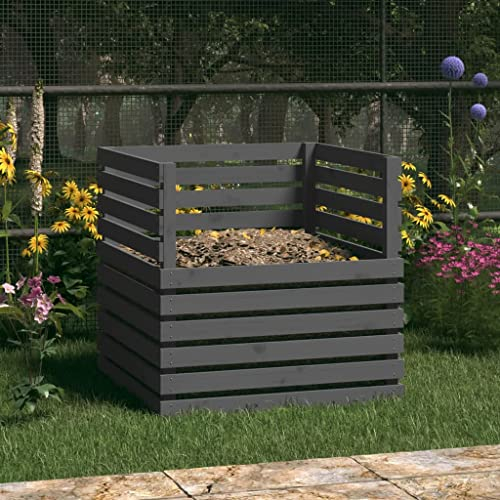 Composteur de Jardin, Bac à Compost Composteur Gris 80x80x78 cm Bois Massif de pin