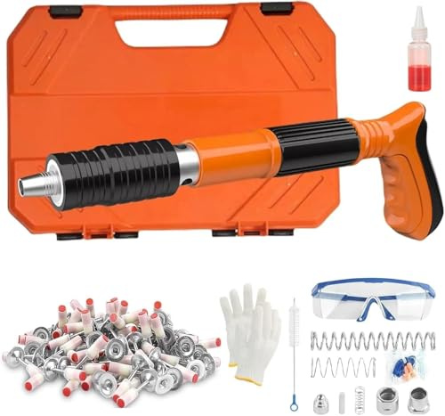Pistola Manuale Sparachiodi con 110 Chiodi Tondi Pistola per Unghie Sparachiodi Portatile Nail Gun Silenziatore Regolabile Pistola Per Chiodi In Acciaio Pistola Per Chiodi Pistola