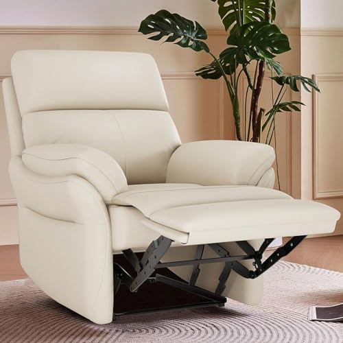 AIRSKY Genuine Leather Recliner Chair, Top Grain Leather, Italian Water-Washing Process, Recliner Armchair, Reclining Chairs for Living Room, Living Room Chair, Bedroom. R1, Beige