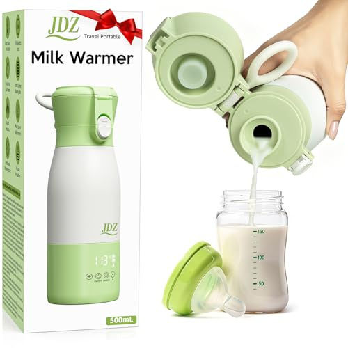 JDZ Flaschenwärmer Baby, Tragbarer Flaschenwärmer für Unterwegs 500ml, Bottle Warmer Tragbar 16000 mAh mit Type-C Kabel, Milchwärmer baby unterwegs, Geschenke für Mama, Valentinstagsgeschenk, Camping